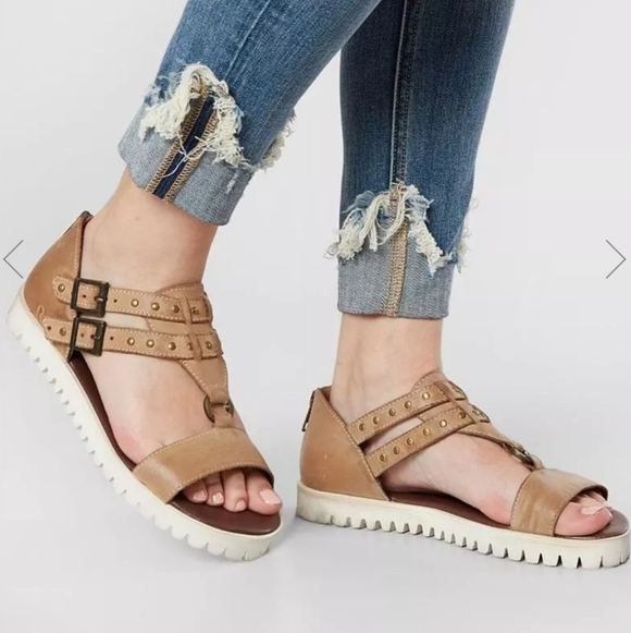 NWT Roan By Bed Stu Ibis Studded Ankle Leather Platform Boho Sandals Shoes